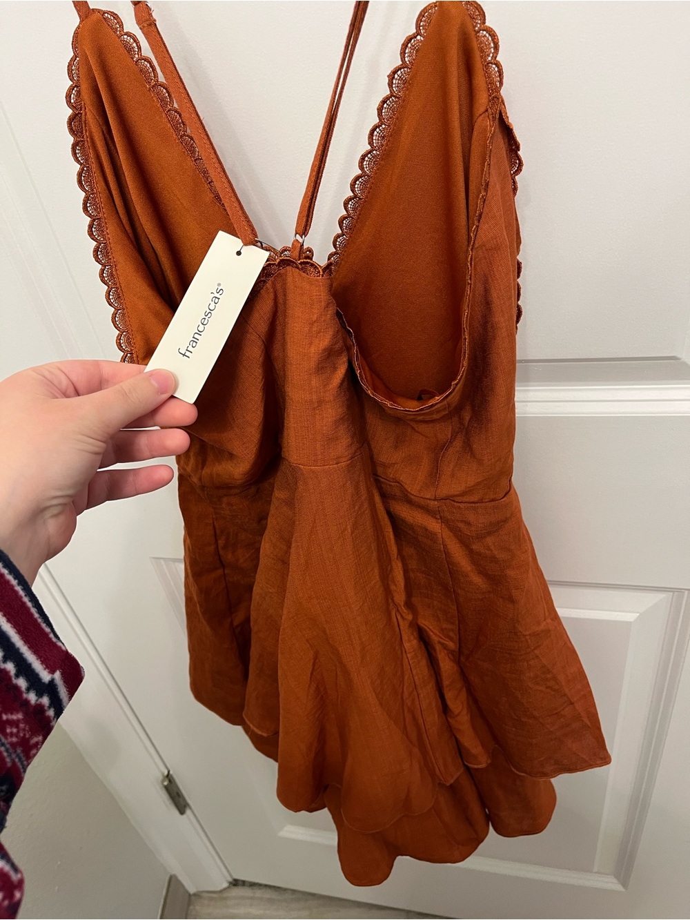 Francesca's Collections Rust Orange Spaghetti Strap Mini Dress - Picture 3 of 3